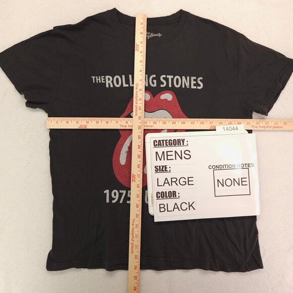 The Rolling Stones 1975 US Tour Band Crew Neck T Shirt Mens Size Large L Black - Picture 5 of 9